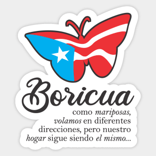 Boricua Flag Familia Butterfly Puerto Rico Spanish Sticker